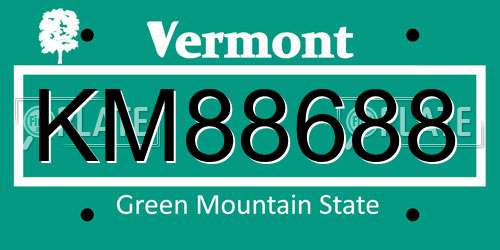 KM88688 Vermont License Plate
