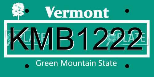 KMB1222 Vermont License Plate