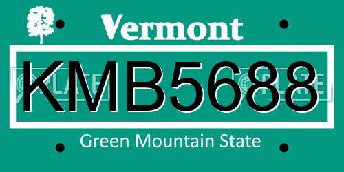 KMB5688 Vermont License Plate