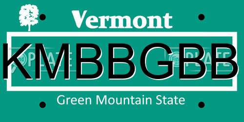 KMBBGBB Vermont License Plate