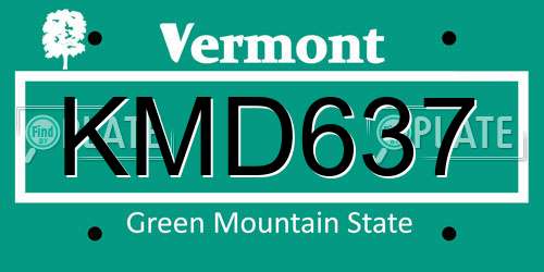 KMD637 Vermont License Plate