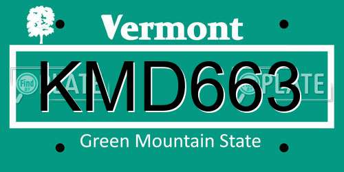 KMD663 Vermont License Plate