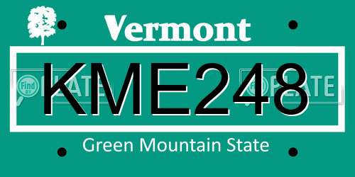 KME248 Vermont License Plate