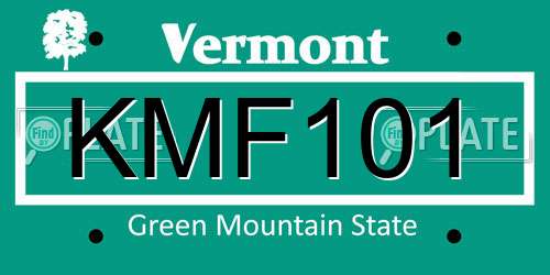 KMF101 Vermont License Plate