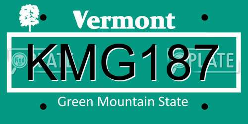 KMG187 Vermont License Plate