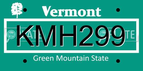 KMH299 Vermont License Plate