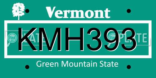 KMH393 Vermont License Plate