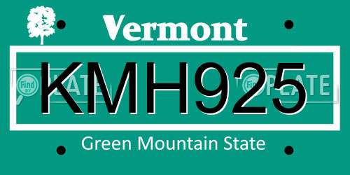 KMH925 Vermont License Plate