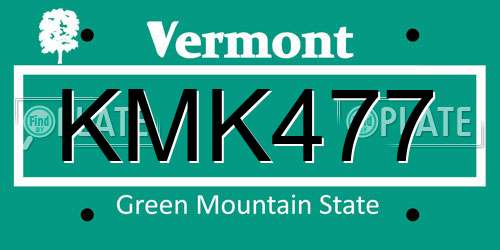 KMK477 Vermont License Plate