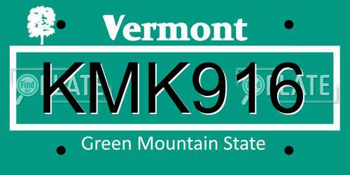 KMK916 Vermont License Plate