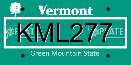 KML277 Vermont License Plate