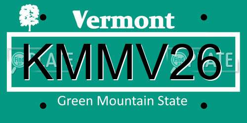KMMV26 Vermont License Plate