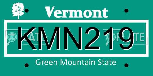 KMN219 Vermont License Plate
