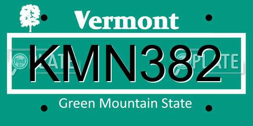 KMN382 Vermont License Plate