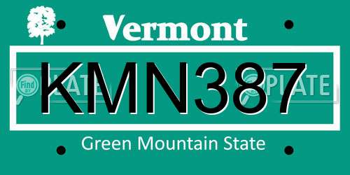 KMN387 Vermont License Plate
