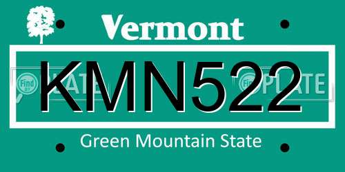 KMN522 Vermont License Plate