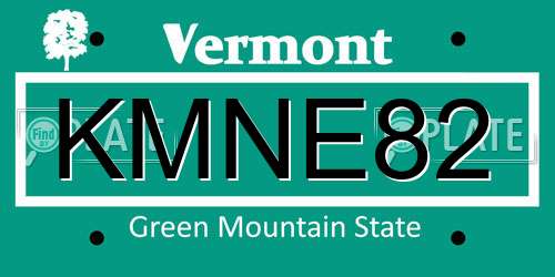 KMNE82 Vermont License Plate