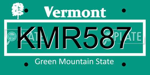 KMR587 Vermont License Plate