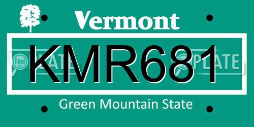 KMR681 Vermont License Plate
