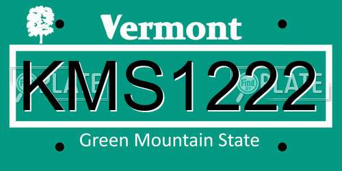 KMS1222 Vermont License Plate