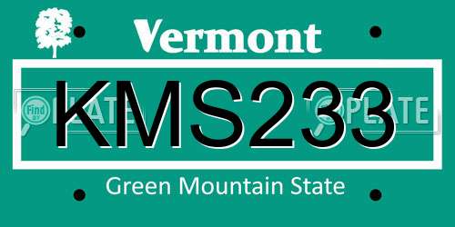 KMS233 Vermont License Plate
