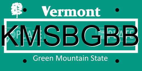 KMSBGBB Vermont License Plate