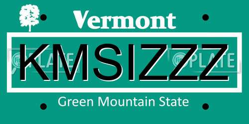 KMSIZZZ Vermont License Plate