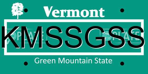 KMSSGSS Vermont License Plate
