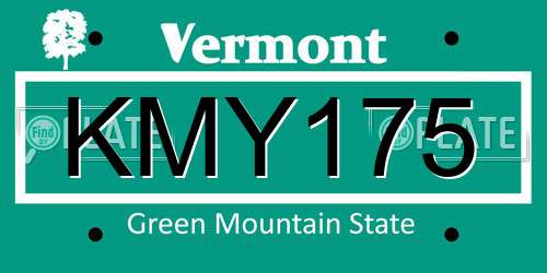KMY175 Vermont License Plate