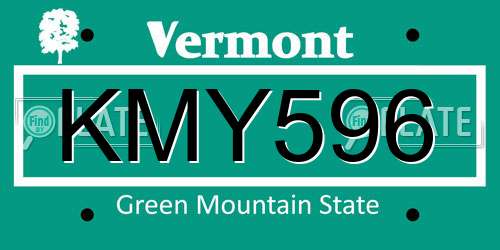 KMY596 Vermont License Plate