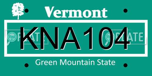 KNA104 Vermont License Plate