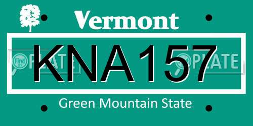 KNA157 Vermont License Plate