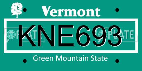 KNE693 Vermont License Plate