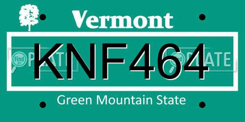 KNF464 Vermont License Plate