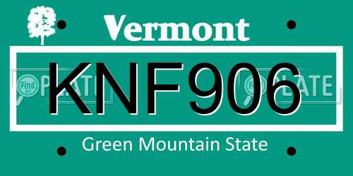 KNF906 Vermont License Plate