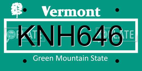KNH646 Vermont License Plate