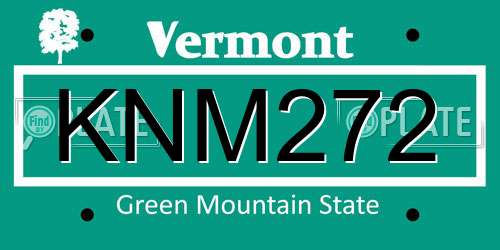 KNM272 Vermont License Plate