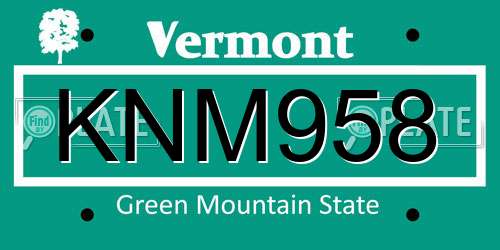 KNM958 Vermont License Plate