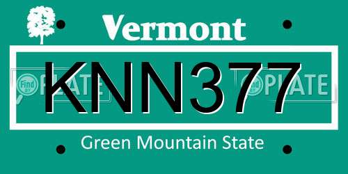 KNN377 Vermont License Plate