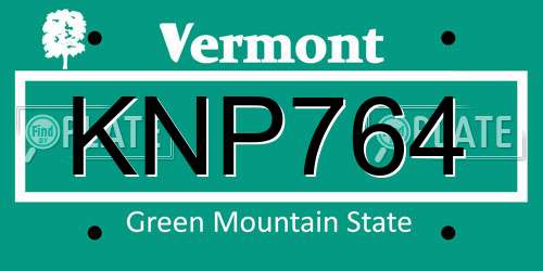 KNP764 Vermont License Plate