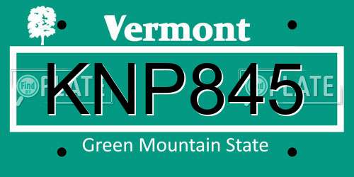 KNP845 Vermont License Plate