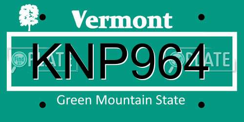 KNP964 Vermont License Plate
