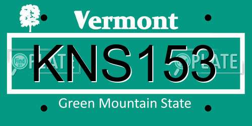KNS153 Vermont License Plate
