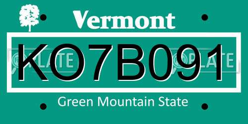 KO7B091 Vermont License Plate