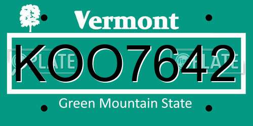 KOO7642 Vermont License Plate