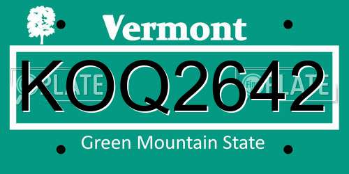 KOQ2642 Vermont License Plate