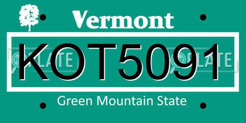 KOT5091 Vermont License Plate