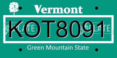 KOT8091 Vermont License Plate