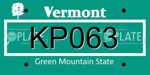 KP063 Vermont License Plate