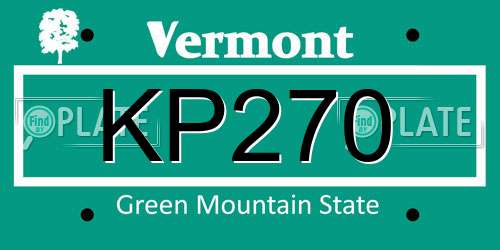 KP270 Vermont License Plate